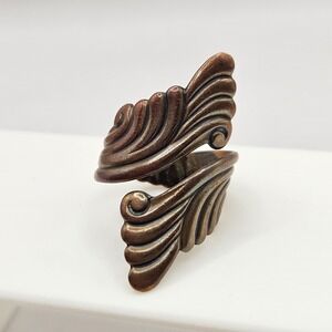 Vintage Bell Trading Post Southwest Wings Feather Solid Copper Adjustable Ring